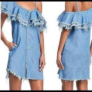Blank NYC One-Shoulder Button-Front Jean Dress